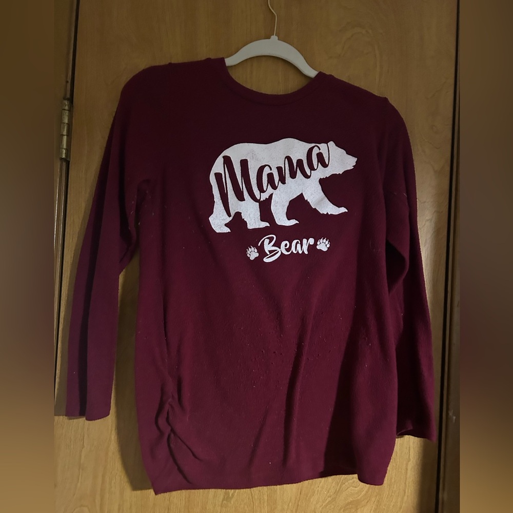 Burgundy Mama Bear Sweater Maternity